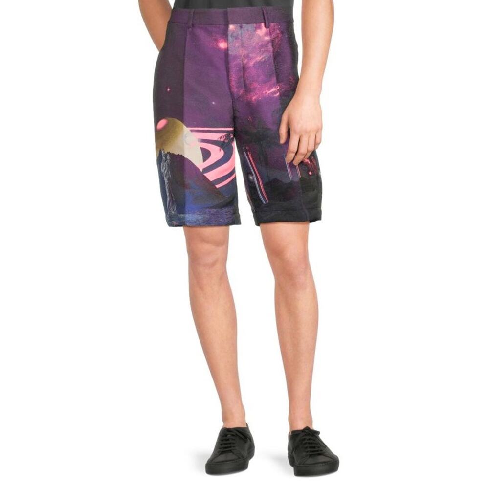 $1,695 NWT Valentino Solar System Cotton Blend Purple Bermuda Shorts Size 50(34)